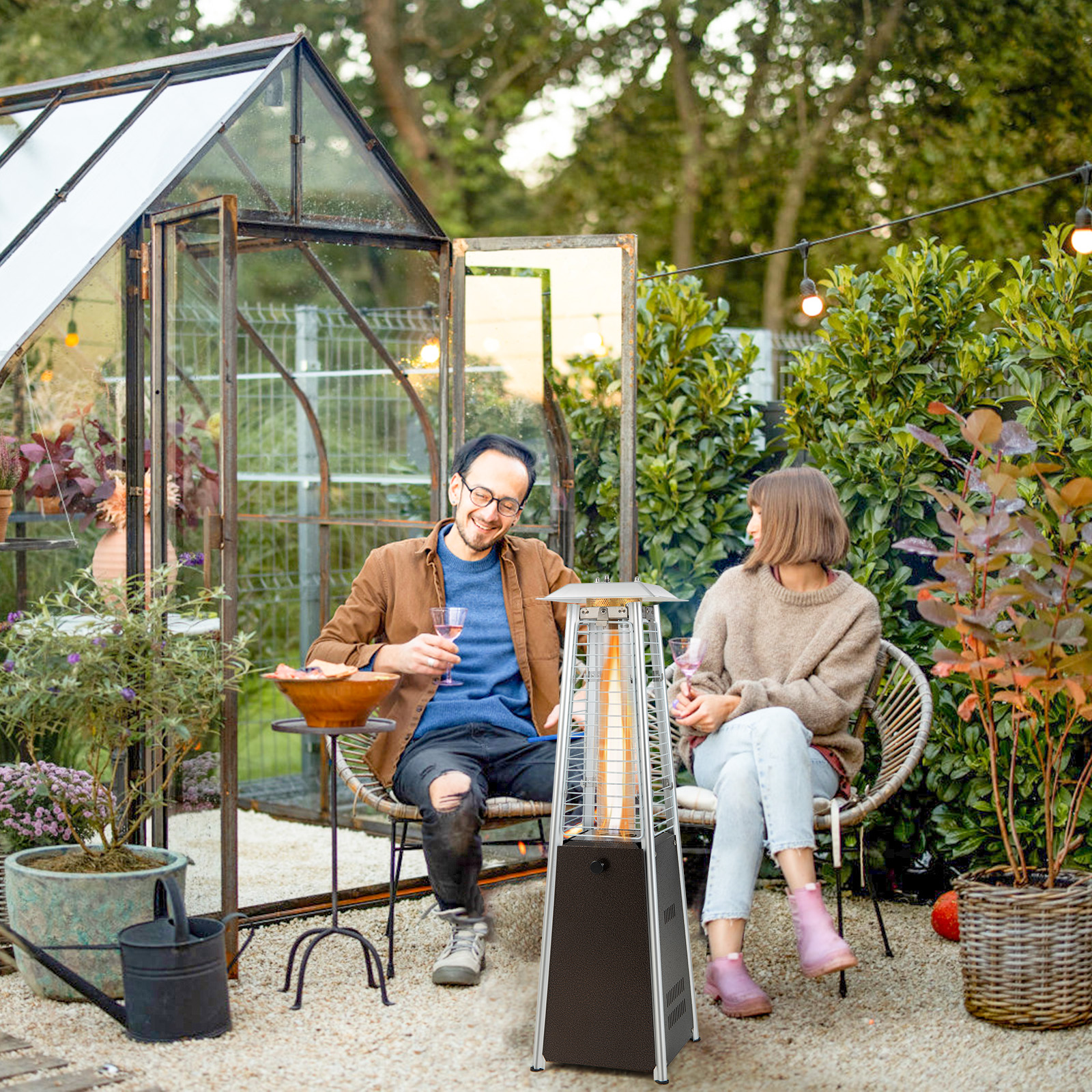 35" Portable Tabletop Pyramid Patio Heater Steel Propane gas 9500 BTU